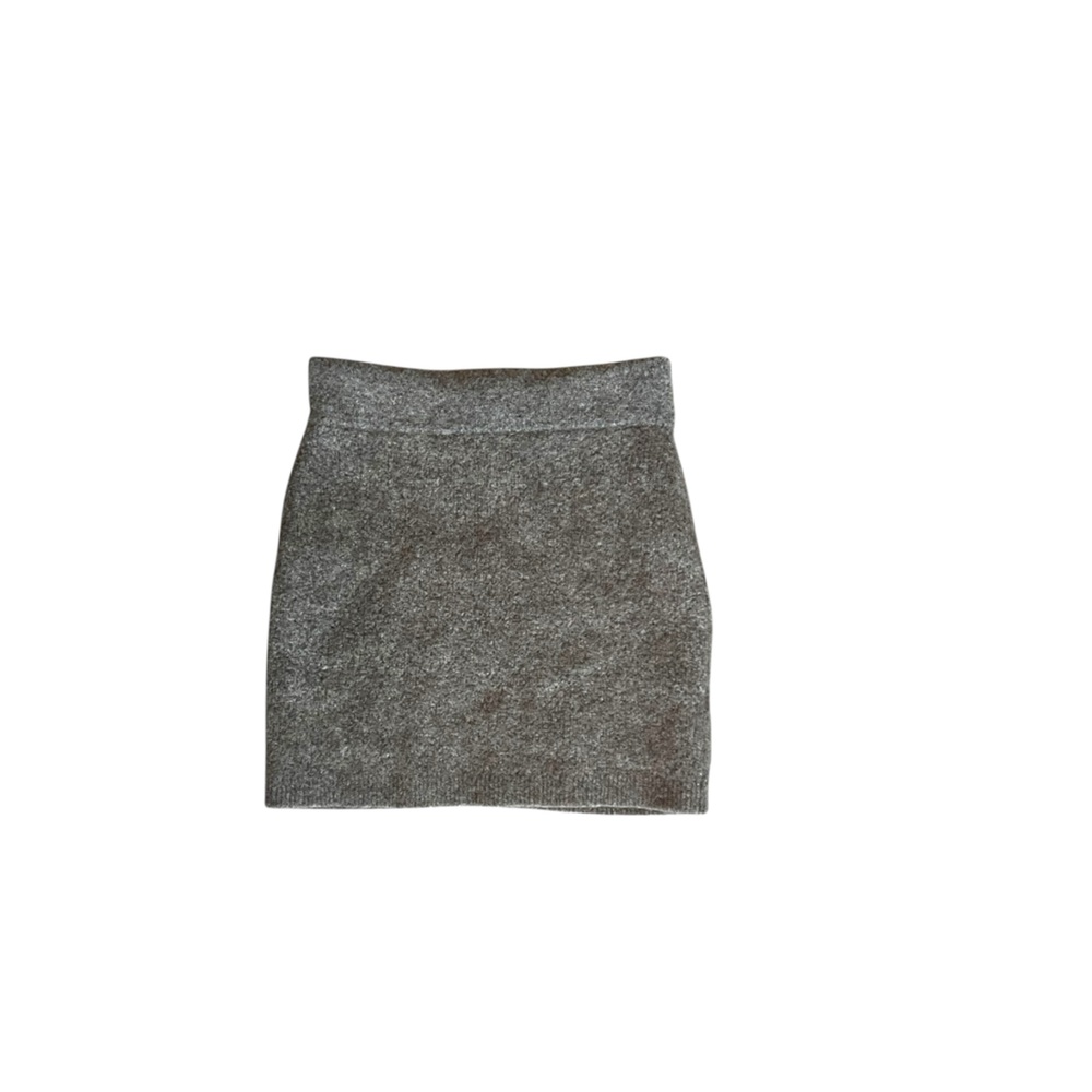 ๐๐๐๐๐๐๐ Heather Taupe/Brown Merino Wool Mini Skirt